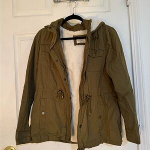 Olive green Hooded Utility Jacket